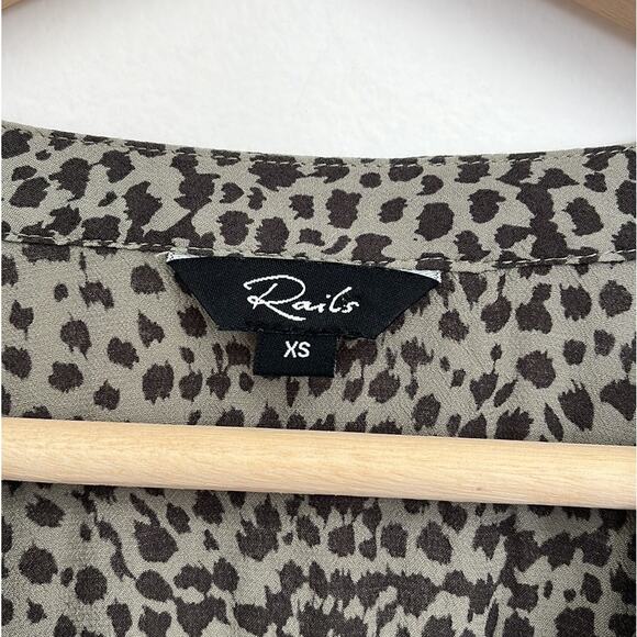 Rails Karla Olive Lynx Smocked Waist Flouncy Tiered Lightweight Mini Dress - XS - Picture 7 of 15